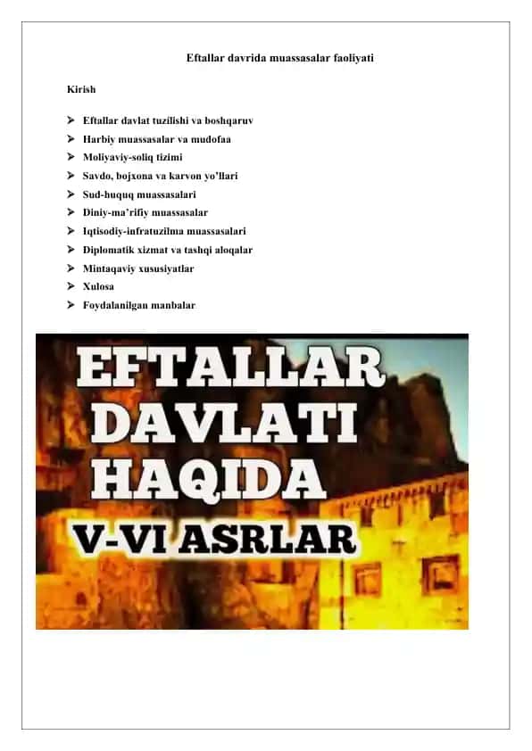 Eftallar davrida muassasalar faoliyati 25