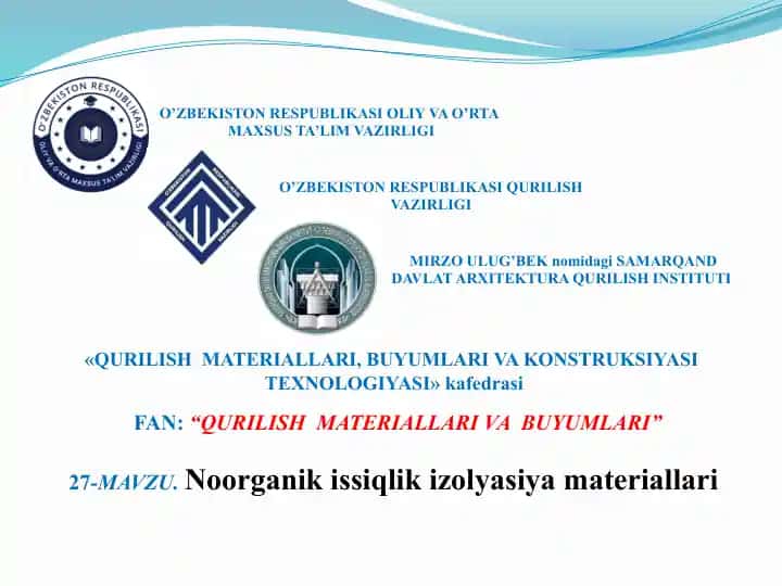 Organik Issiqlik Izolyatsiya Materiallari