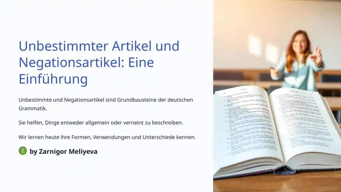 Unbestimmter Artikel und Negationsartikel: Eine Einführung
