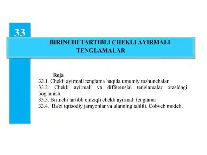 Chekli Ayirmali Tenglamalar
