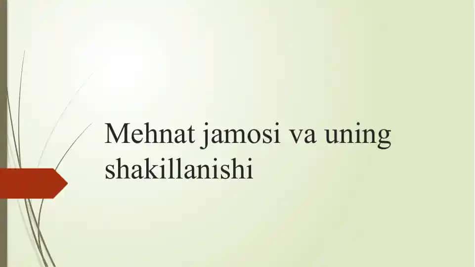 Mehnat jamosi va uning shakillanishi