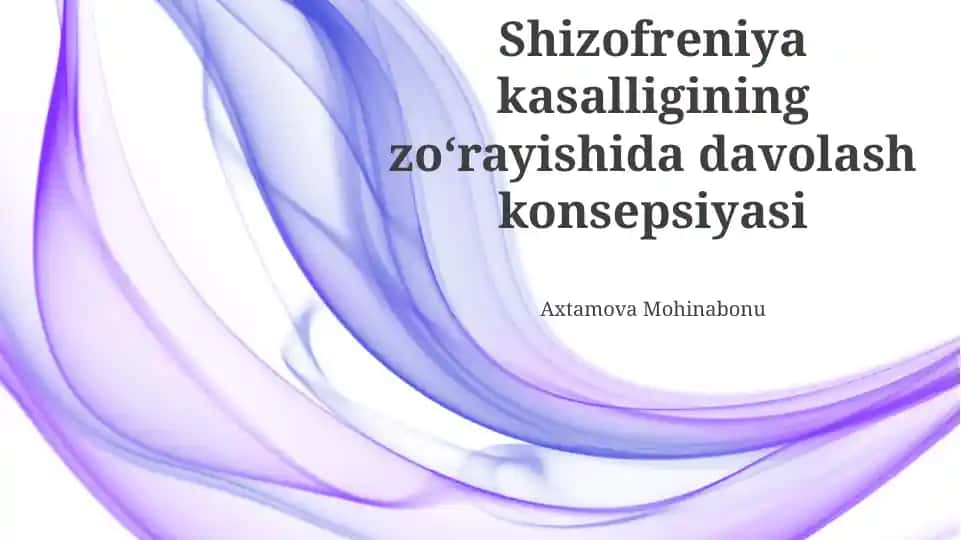 Shizofreniya kasalligining zo‘rayishida davolash konsepsiyasi