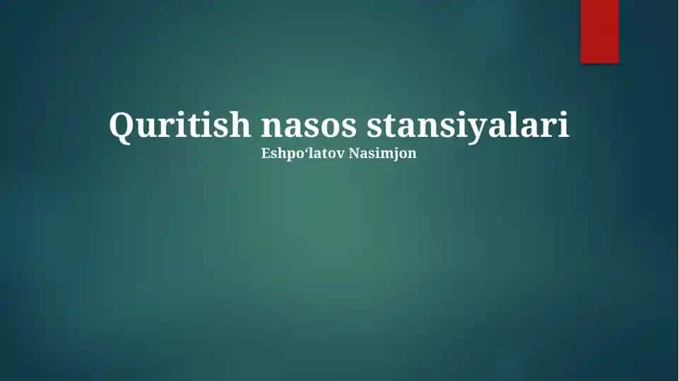 Quritish nasos stansiyalari