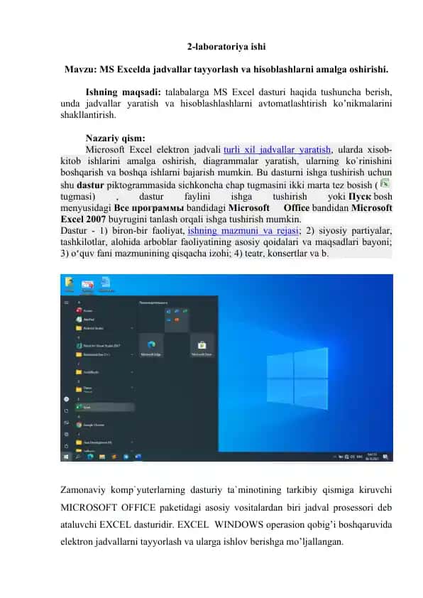 MS Excel laboratoriya ishi