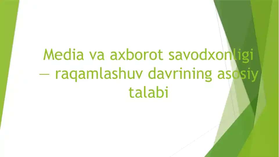 Media va Axborot Savodxonligi