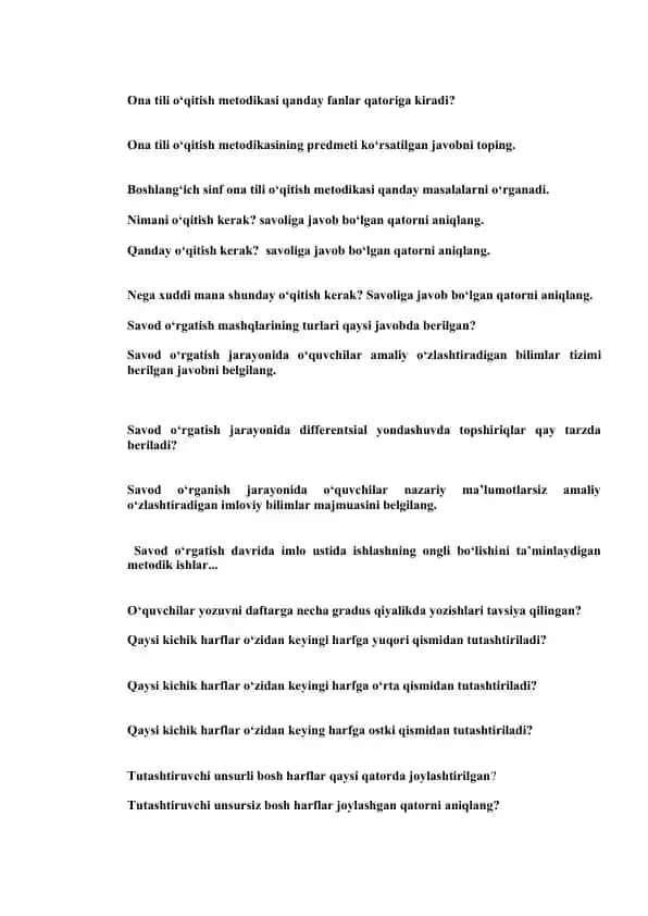Ona tili o‘qitish metodikasi