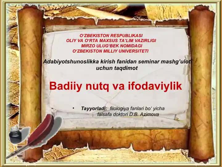 Badiiy nutq va ifodaviylik