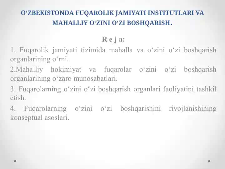 Mahalliy o'zini o'zi boshqarish