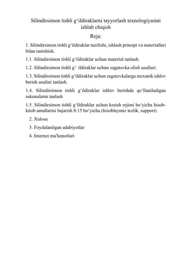 Silindirsimon Tishli Gʻildiraklar