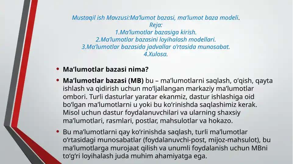Malumotlar Bazasi