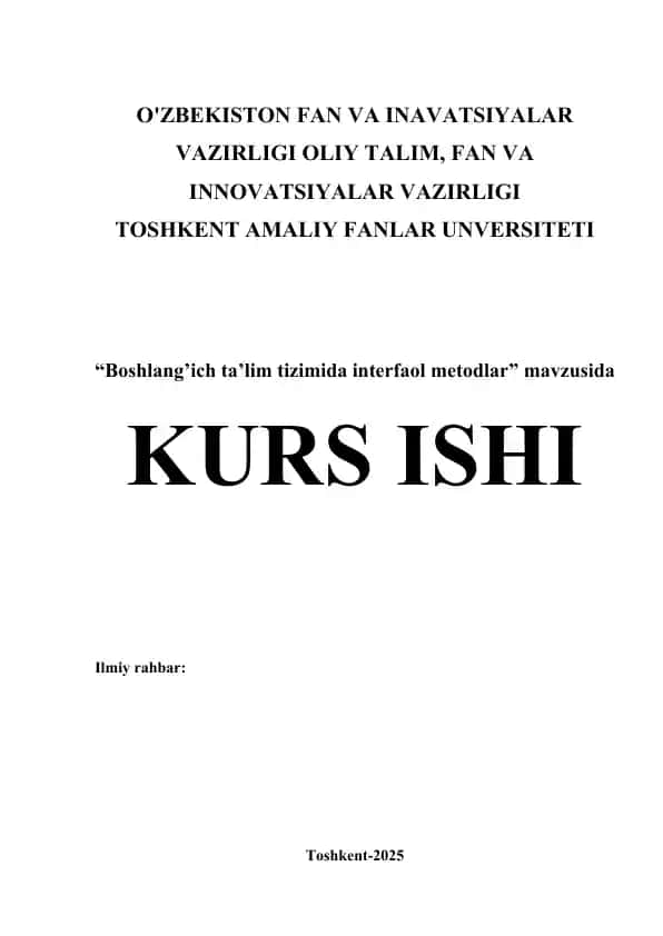 Boshlang’ich ta’lim tizimida interfaol metodlar