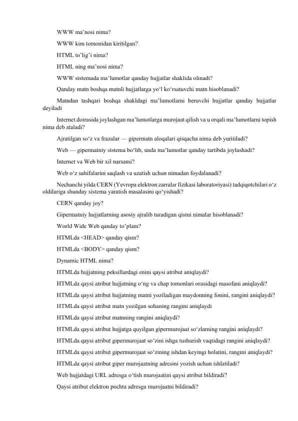 WWW maʼnosi va asosiy tushunchalar