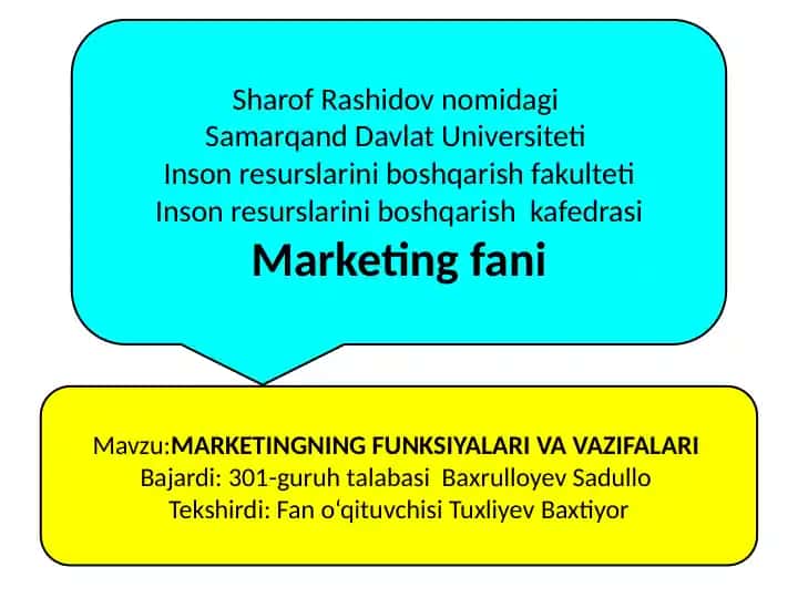 Marketingning Funksiyalari va Vazifalari