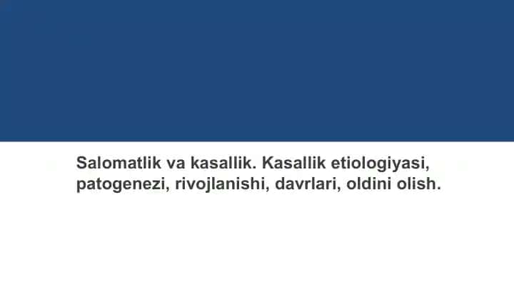 Salomatlik va kasallik