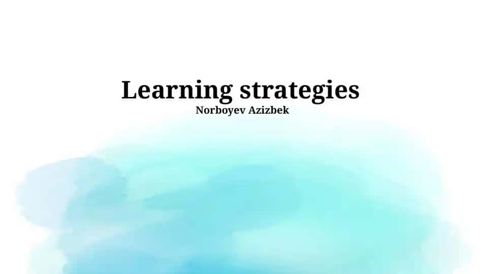Learning strategies