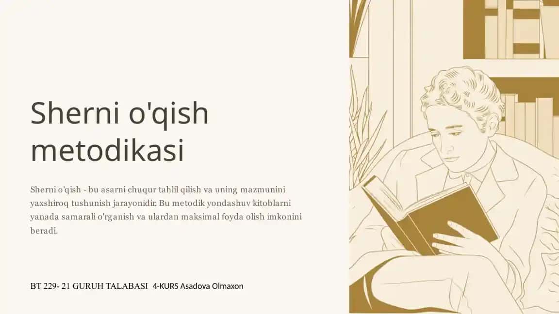 Sherni o'qish metodikasi