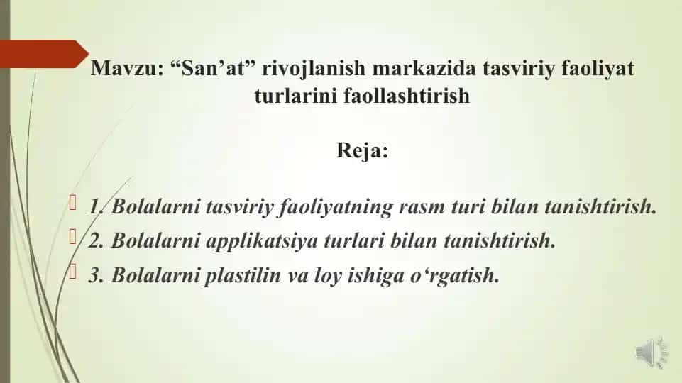 San’at rivojlanish markazida tasviriy faoliyat turlarini faollashtirish