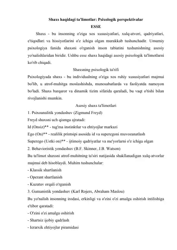 Psixologik ta'limotlar