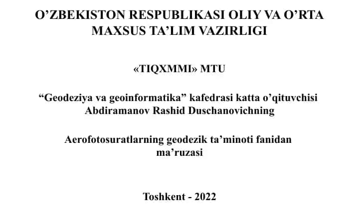 An'anaviy Aero va Kosmik Tasvirni O'zgartirish