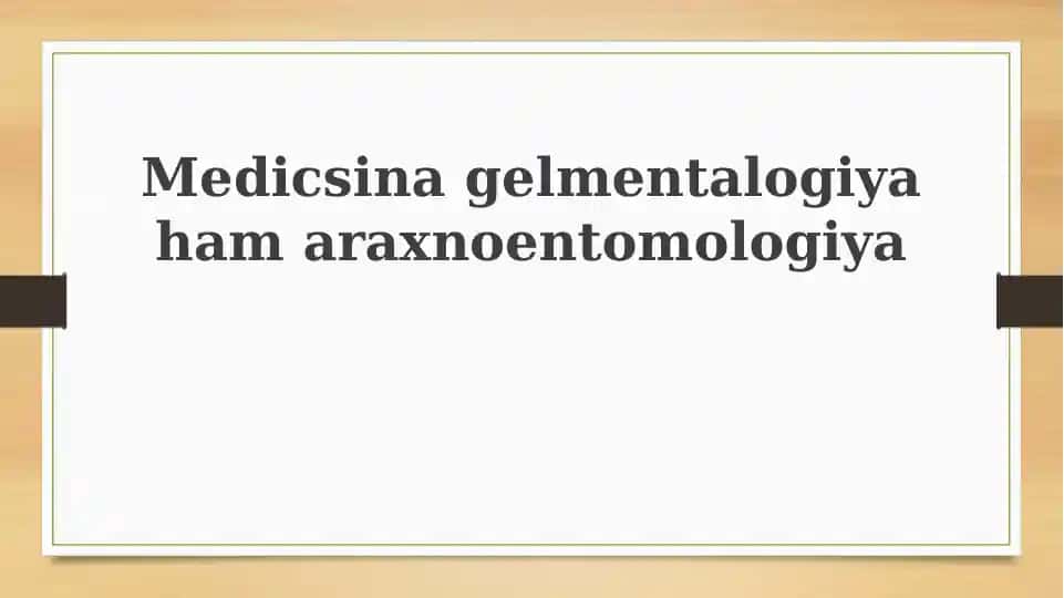 Medicinalıq gelmintologiya hám araxnoentomologiya