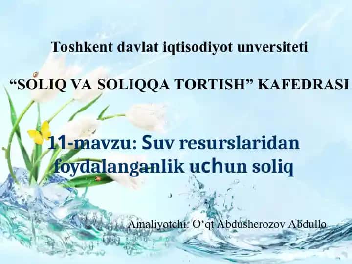 Suv resurslaridan foydalanganlik uchun soliq