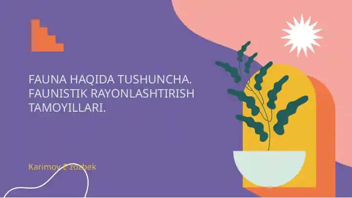 FAUNA HAQIDA TUSHUNCHA. FAUNISTIK RAYONLASHTIRISH TAMOYILLARI.