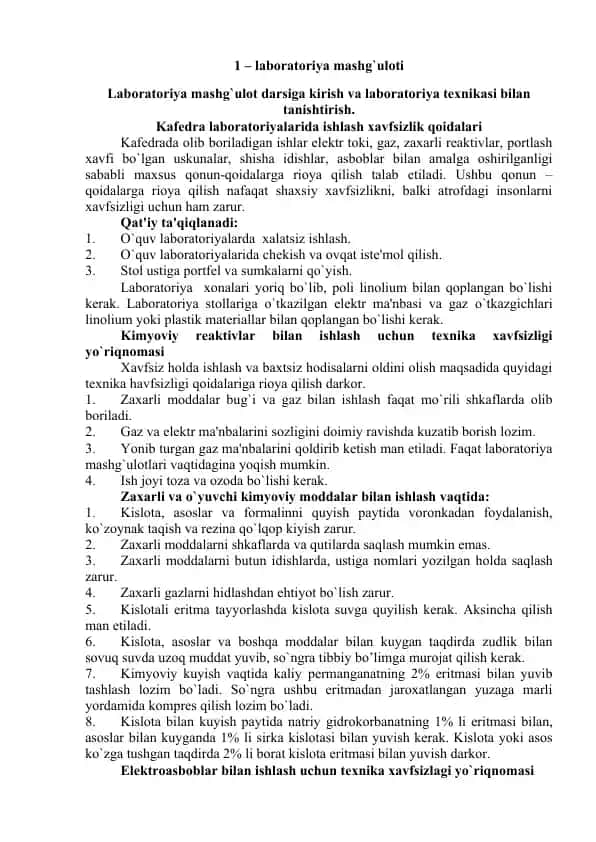 Laboratoriya mashg`uloti