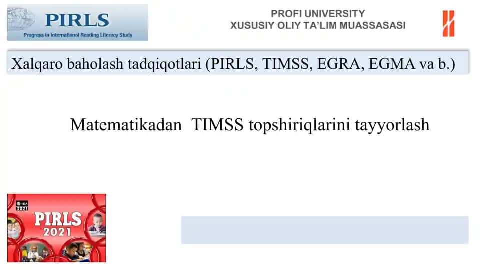 TIMSS topshiriqlarini tayyorlash