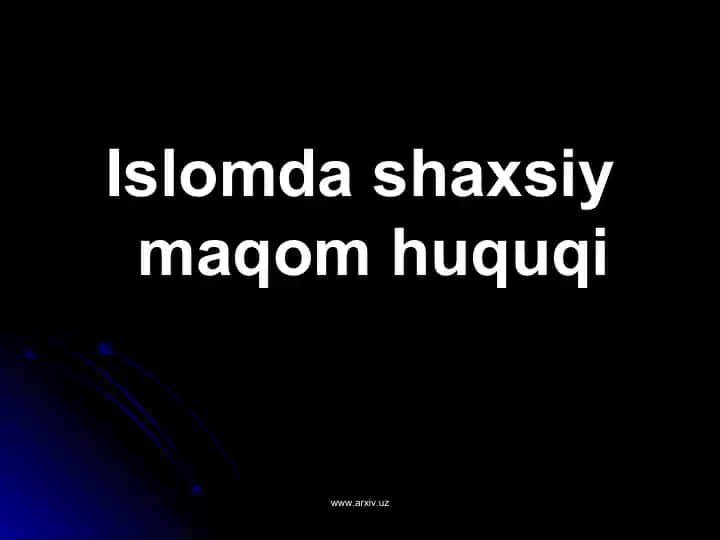 Shaxsiy maqom huquqi