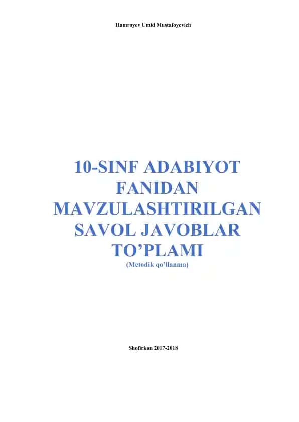Mumtoz adabiyotning asosiy xususiyatlari