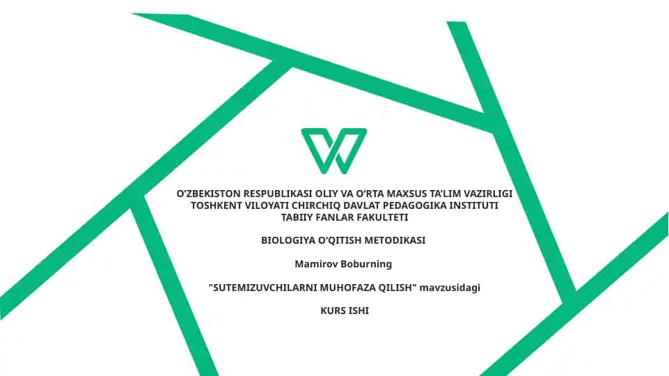 "SUTEMIZUVCHILARNI MUHOFAZA QILISH" mavzusidagi kurs ishi