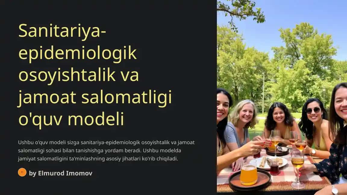 Sanitariya-epidemiologik osoyishtalik va jamoat salomatligi o'quv modeli
