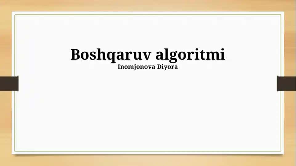 Boshqaruv algoritmi