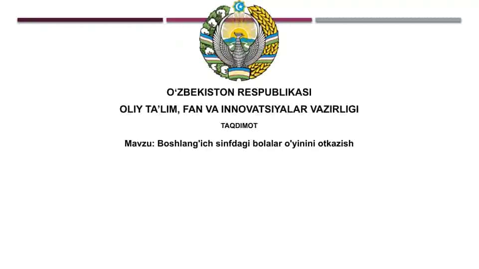 Boshlang'ich sinfdagi bolalar o'yinini tashkil etish
