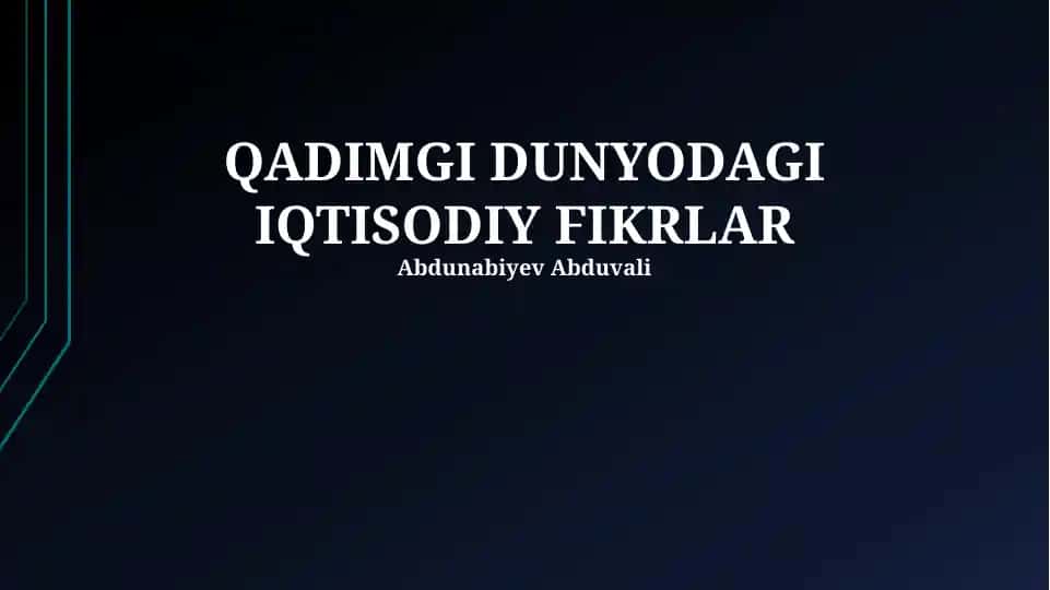 Qadimgi dunyodagi iqtisodiy fikrlar