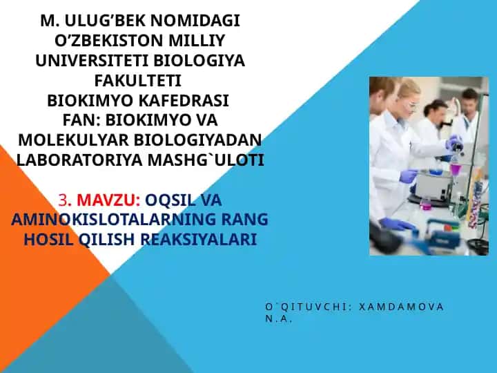 Oqsil va aminokislotalarning rang hosil qilish reaksiyalari