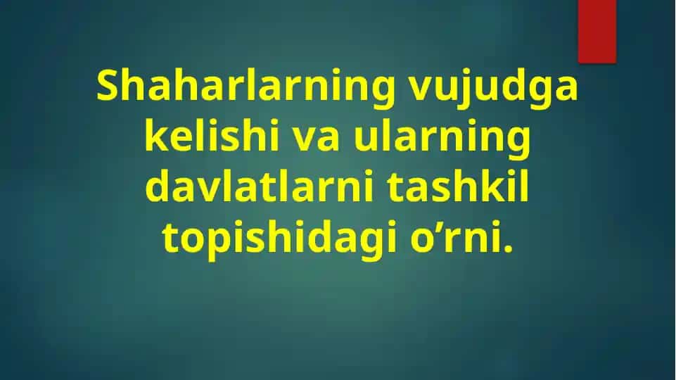 Shaharlar va Davlatlar