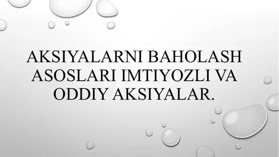 Aksiyalar va Baholash Asoslari