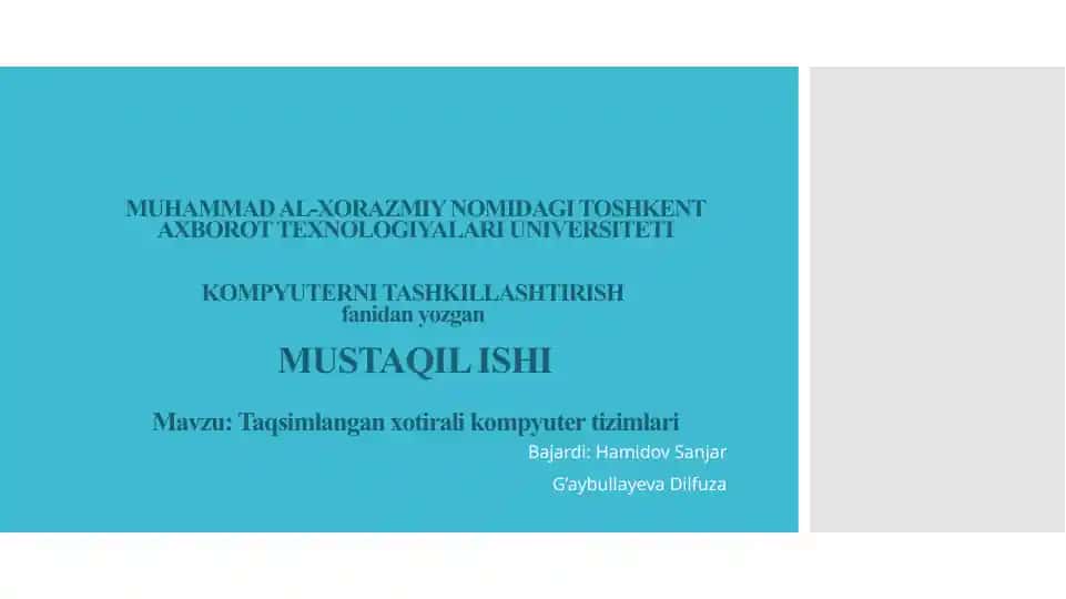 Taqsimlangan xotirali kompyuter tizimlari