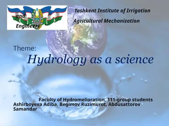 Hydrology as a Science