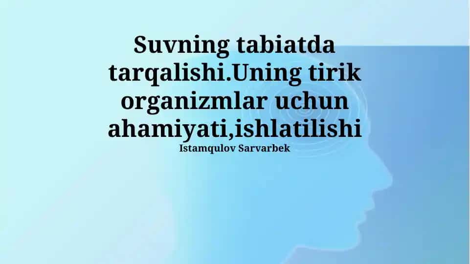 Suvning tabiatda tarqalishi