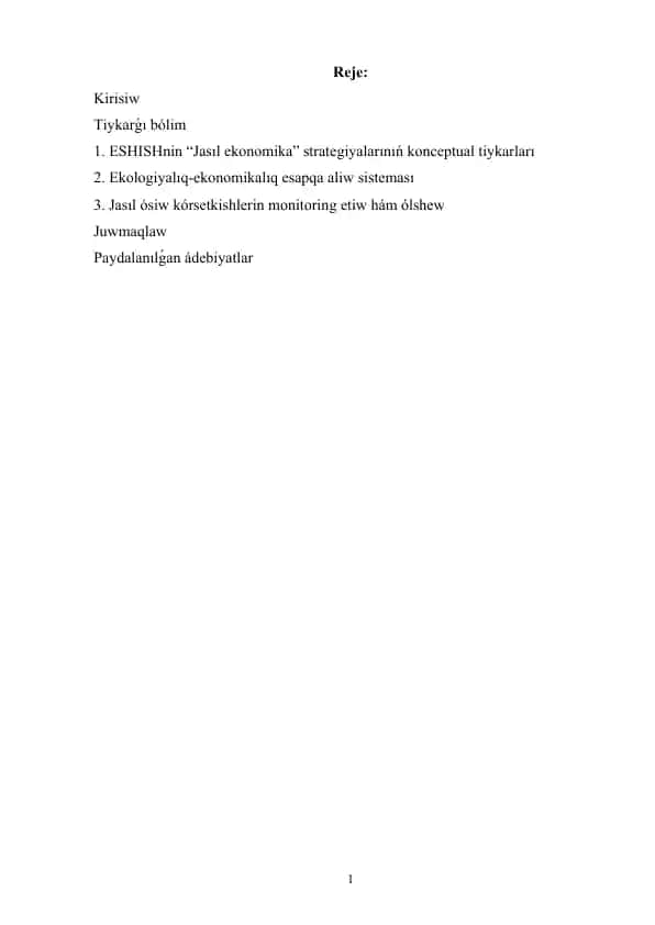 Jasıl ósiw strategiyaları va indikatorlarini monitoring etiw bo‘yicha taqdimot