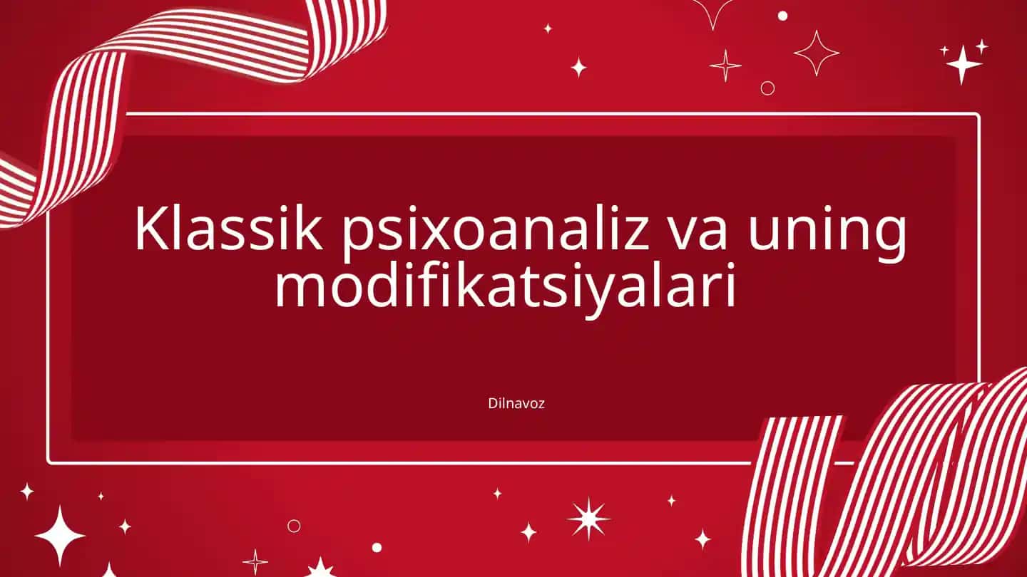 Klassik psixoanaliz va uning modifikatsiyalari