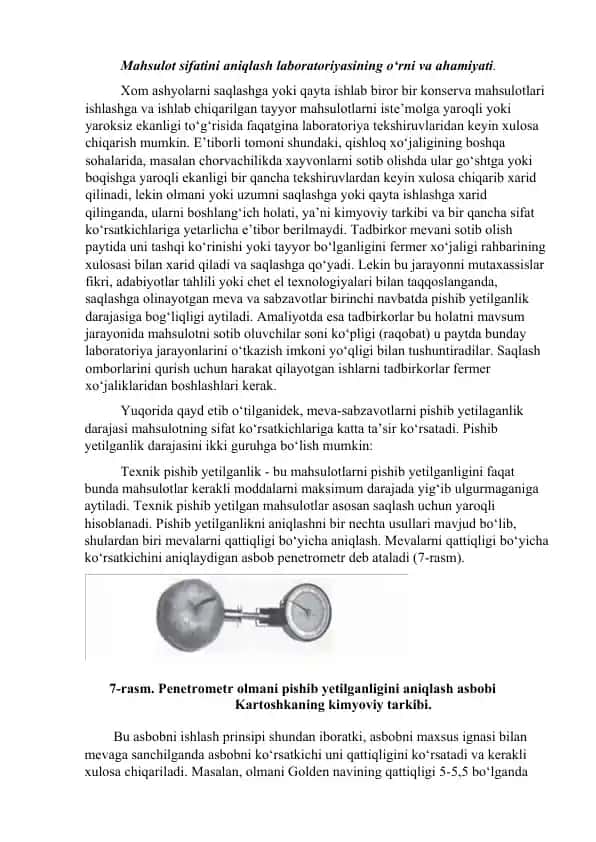 Mahsulot sifatini aniqlash laboratoriyasi