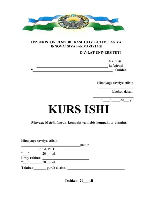 Ochiq va yopiq to’plamlarning xossalari