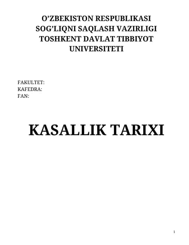 Kasallik tarixi forma
