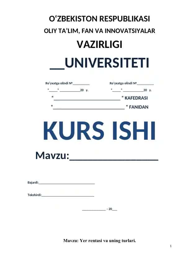 Yer rentasi va uning turlari