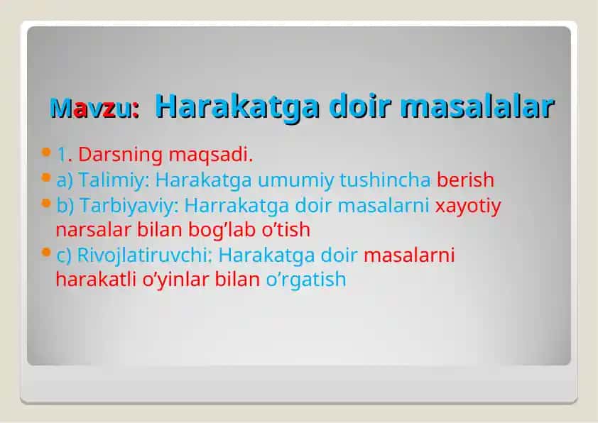 Harakatga doir masalalar