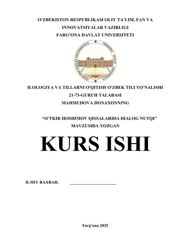 "O'tkir Hoshimov qissalarida dialog nutqi"