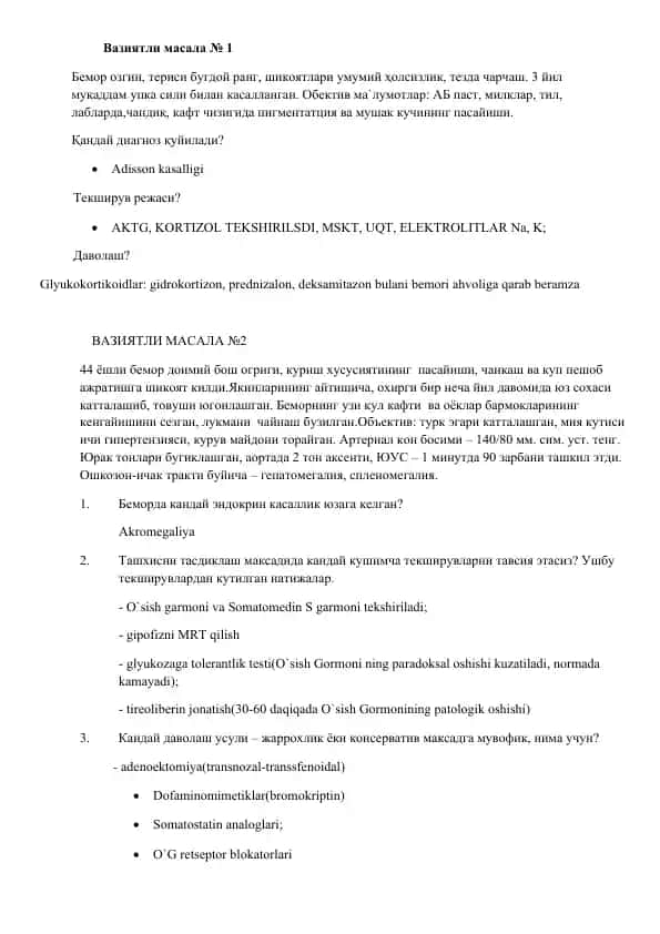 Endokrinologik kasalliklar haqida maslahat